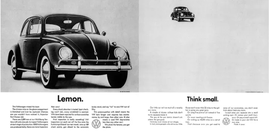 The famous Volkswagen ads created at DDB under Berbach’s direction