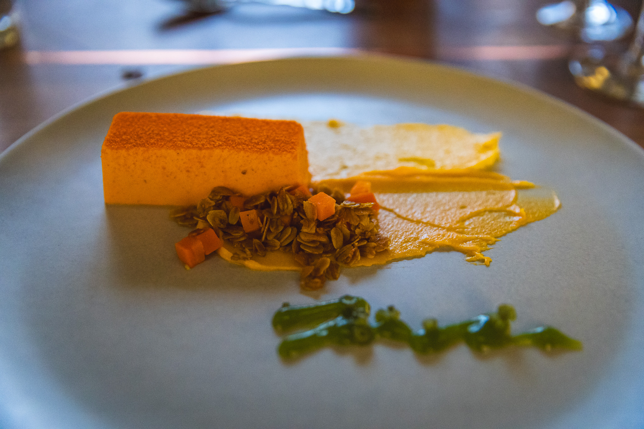 Orange carrot dessert with granola