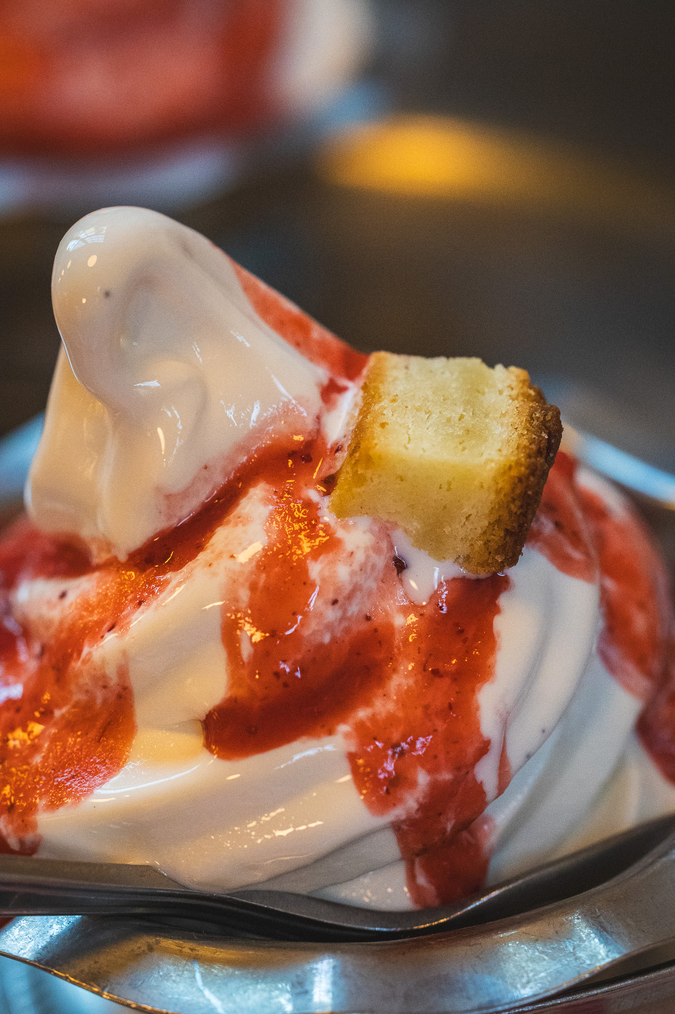 Ice cream dessert with bread