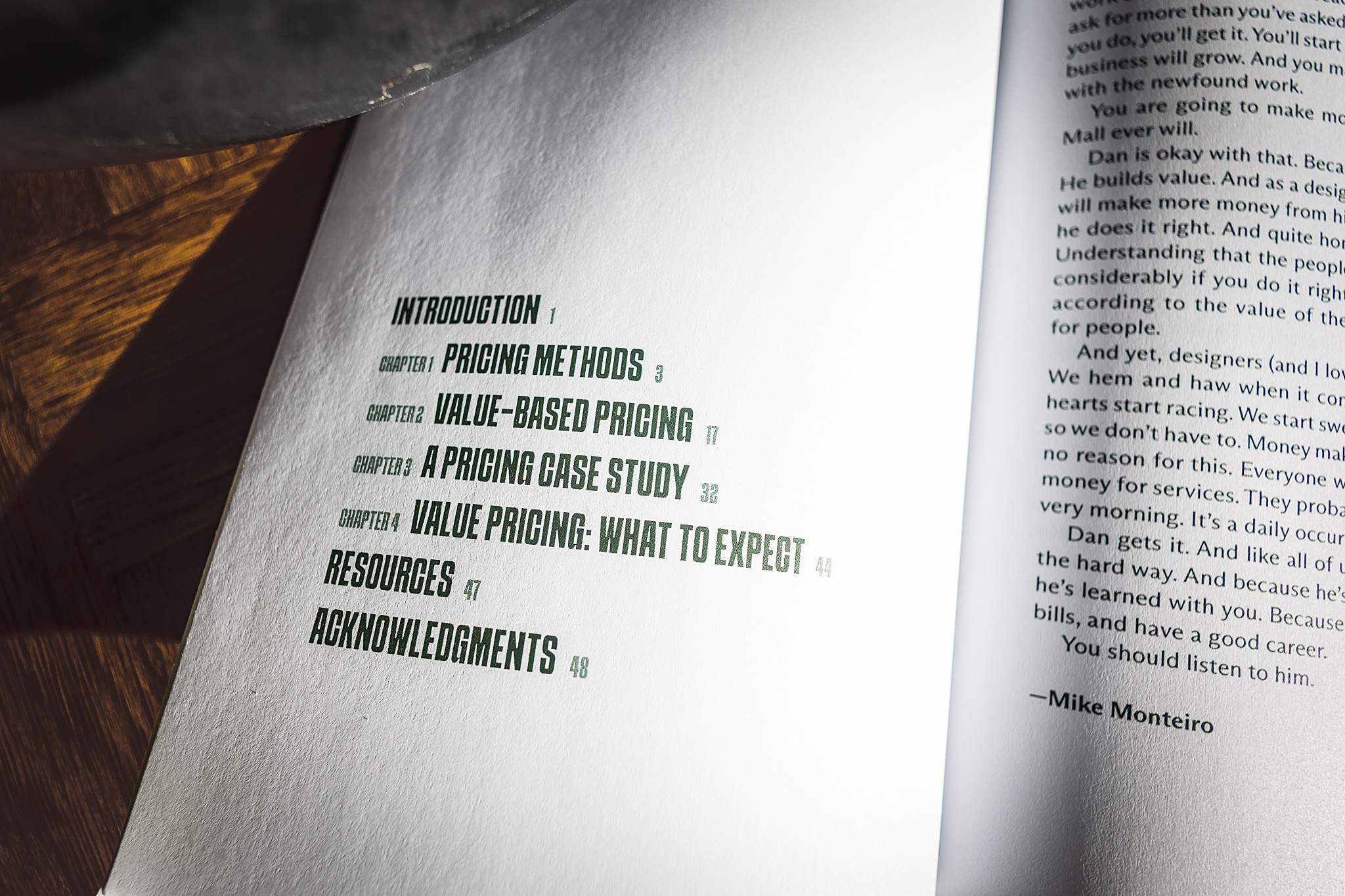 Inside spread of Pricing Design