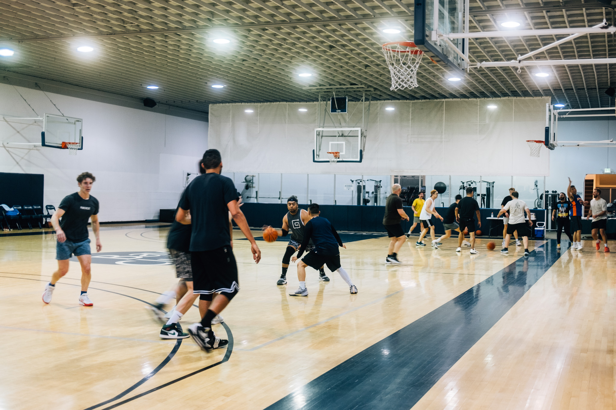 Men playing basketball