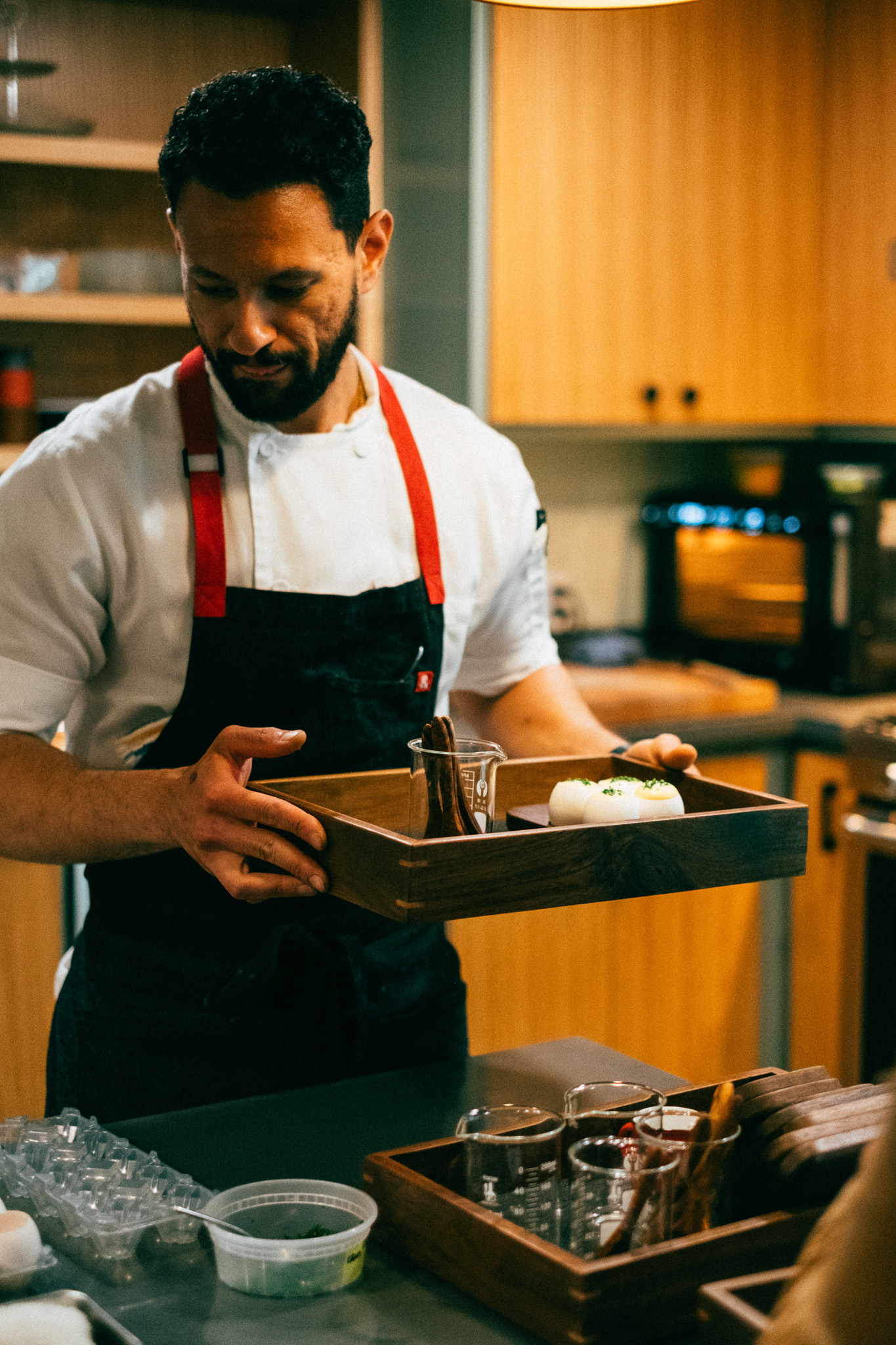 Chef holding a tray