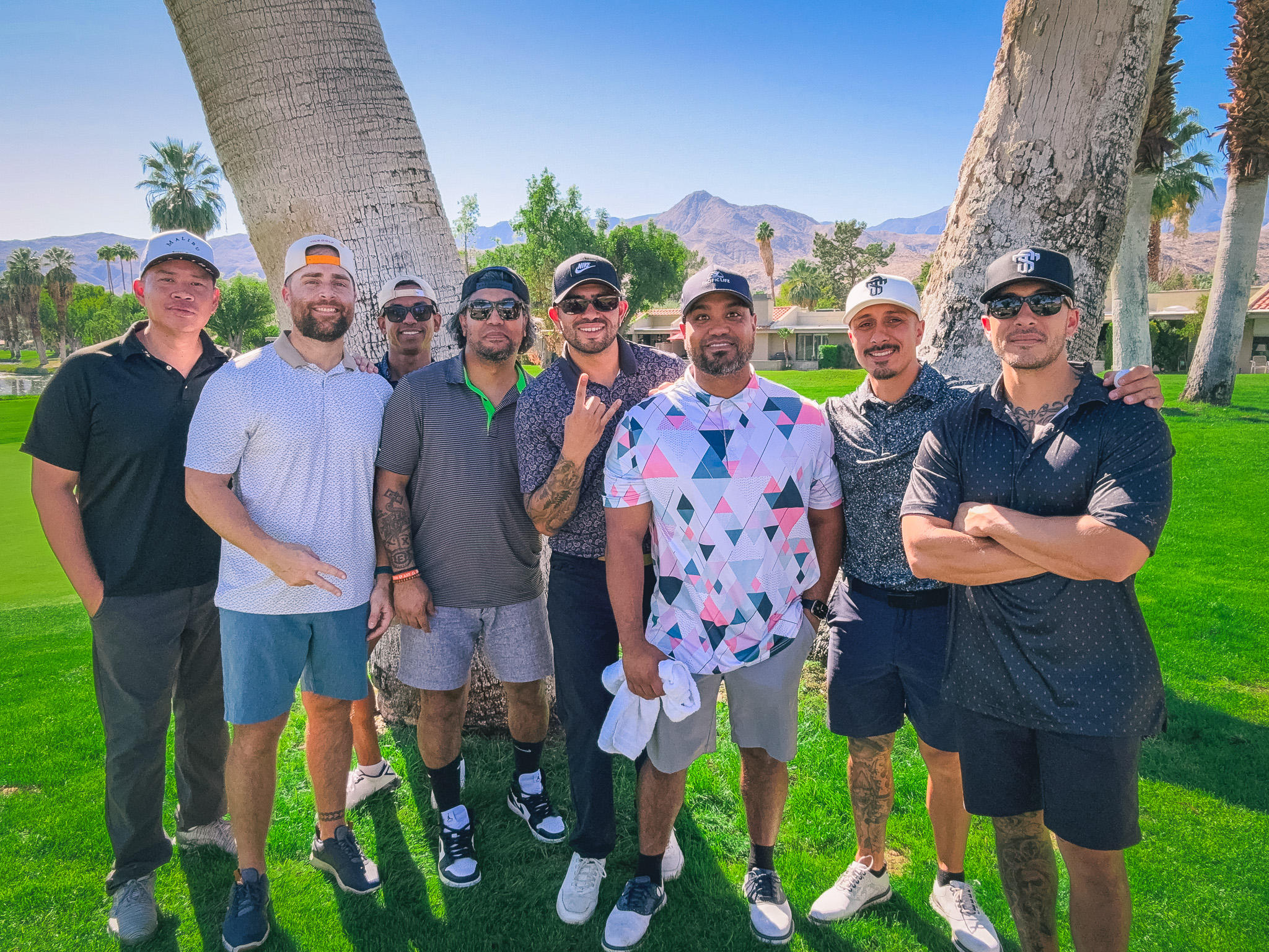 Eight golfers after a day of golf