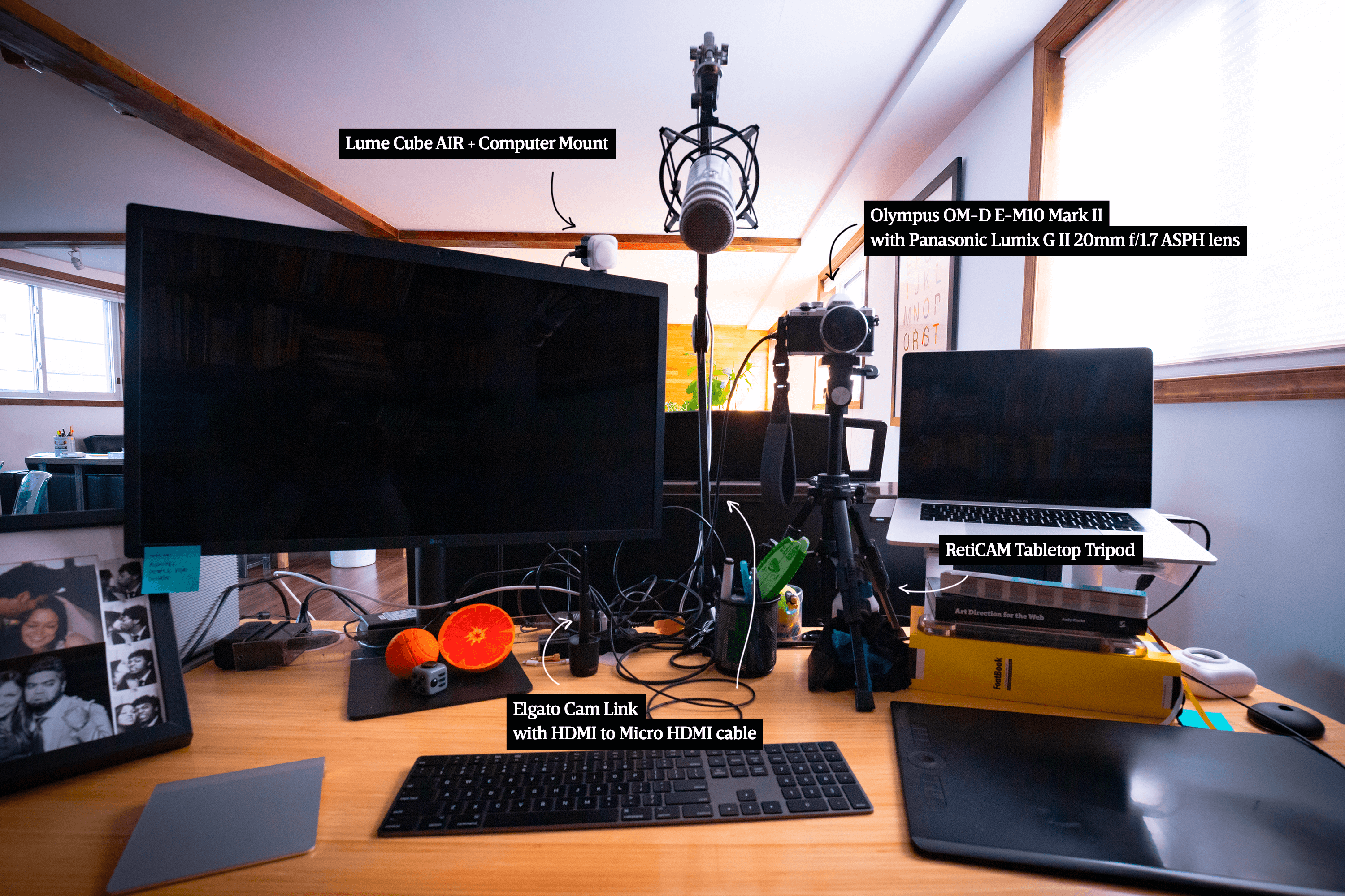 My desk and webcam setup