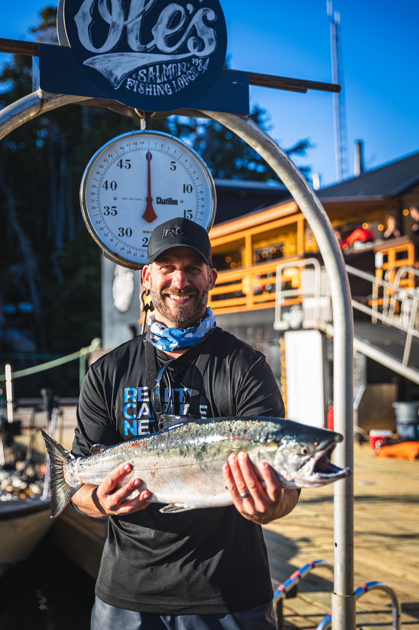 Phil Ellering holding a salmon he caught