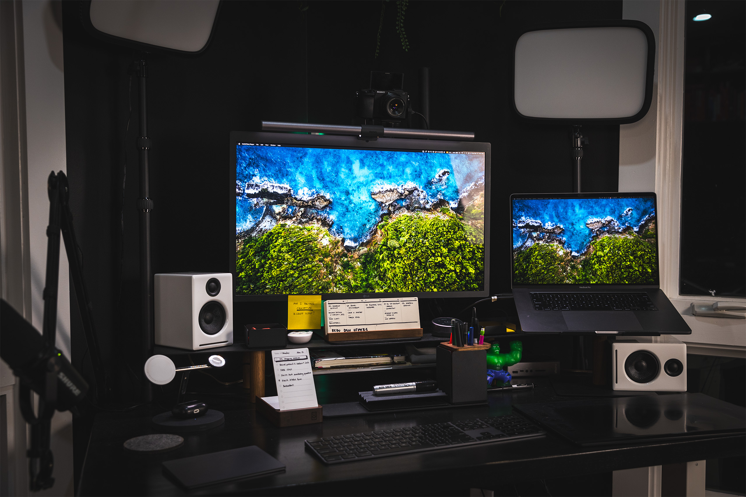 My desk and webcam setup