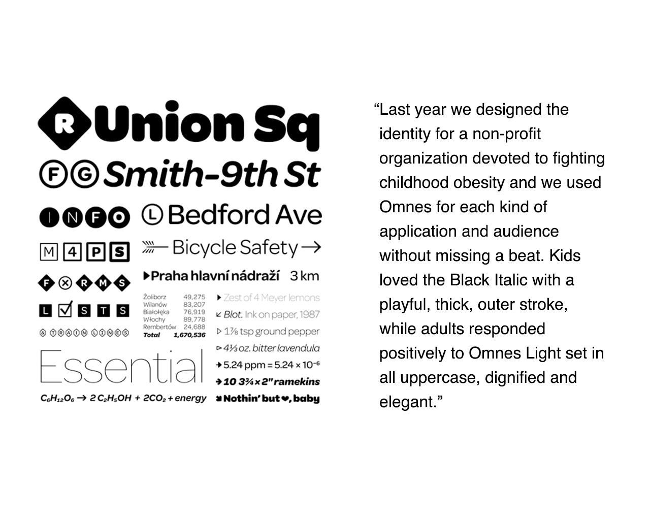 Omnes typeface specimen