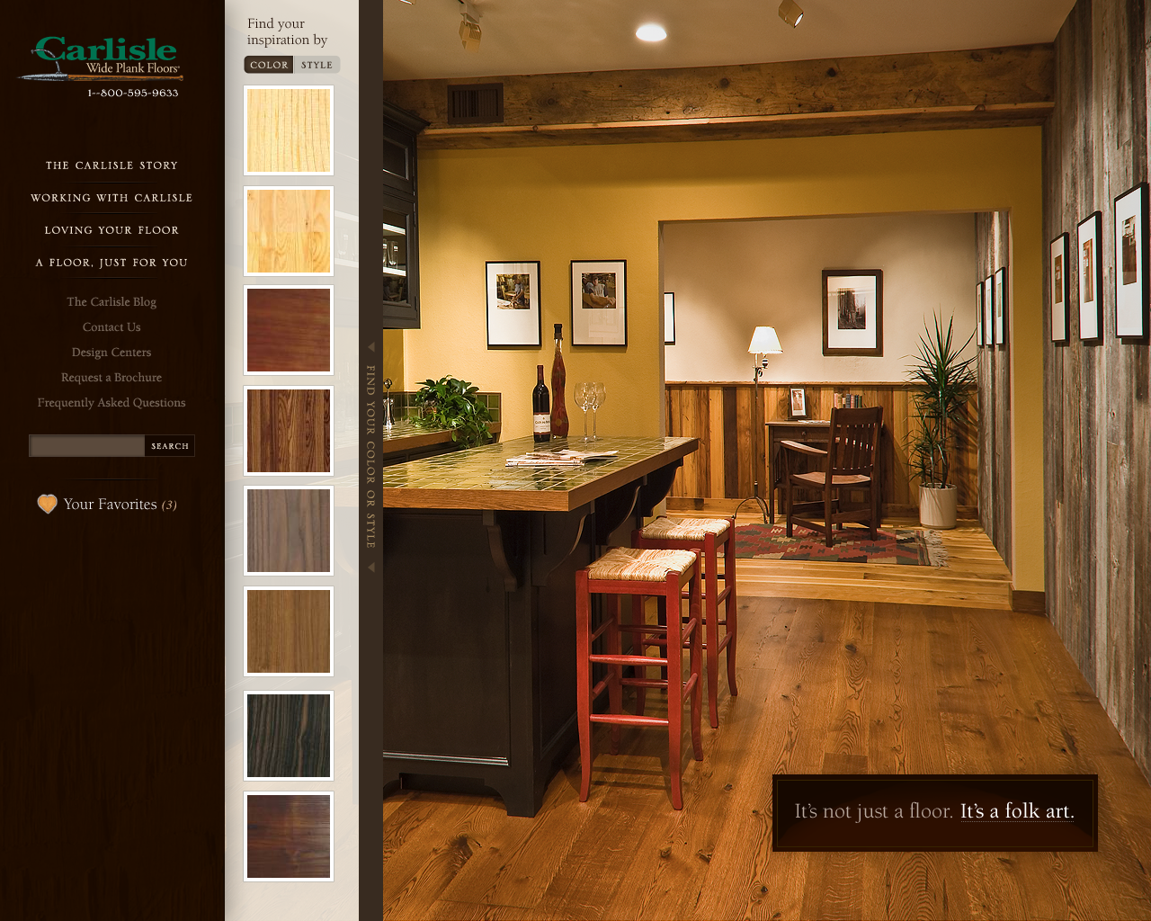 Web design concept for a homepage of the Carlisle Wide Plank Floors website