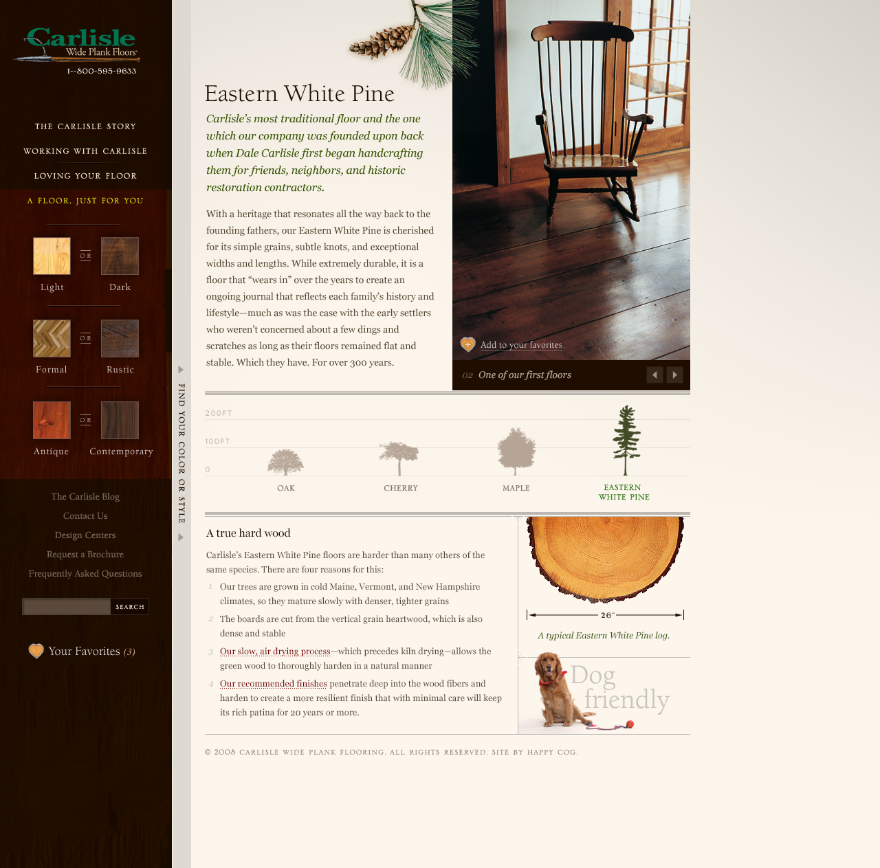 Web design concept for an interior page of the Carlisle Wide Plank Floors website