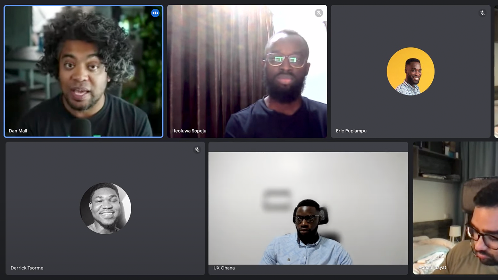 Dan Mall on a Google Meet with the community at UX Ghana
